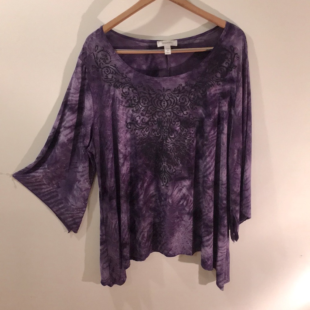 Flowing beaded and embroidered purple tunic